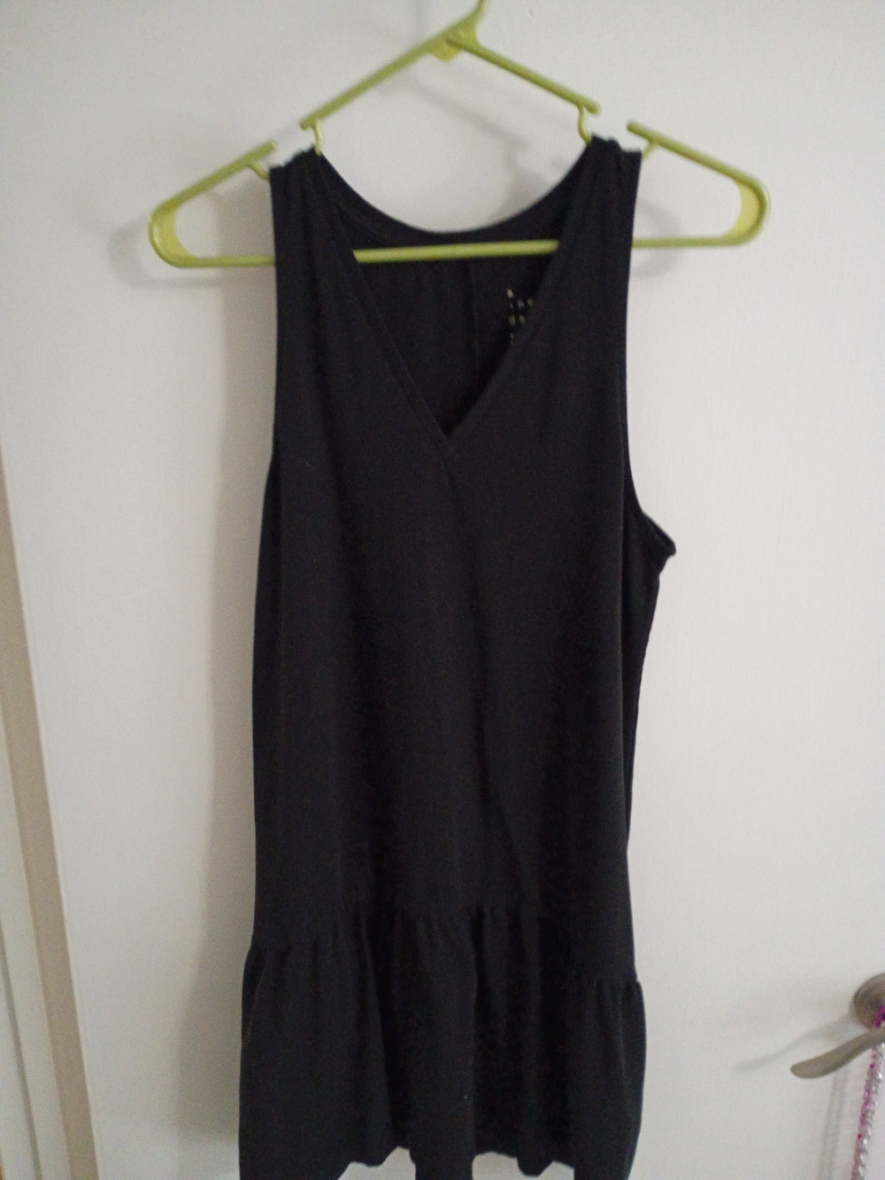 a new day Black Sleeveless V-Neck Ruffle Hem Dress